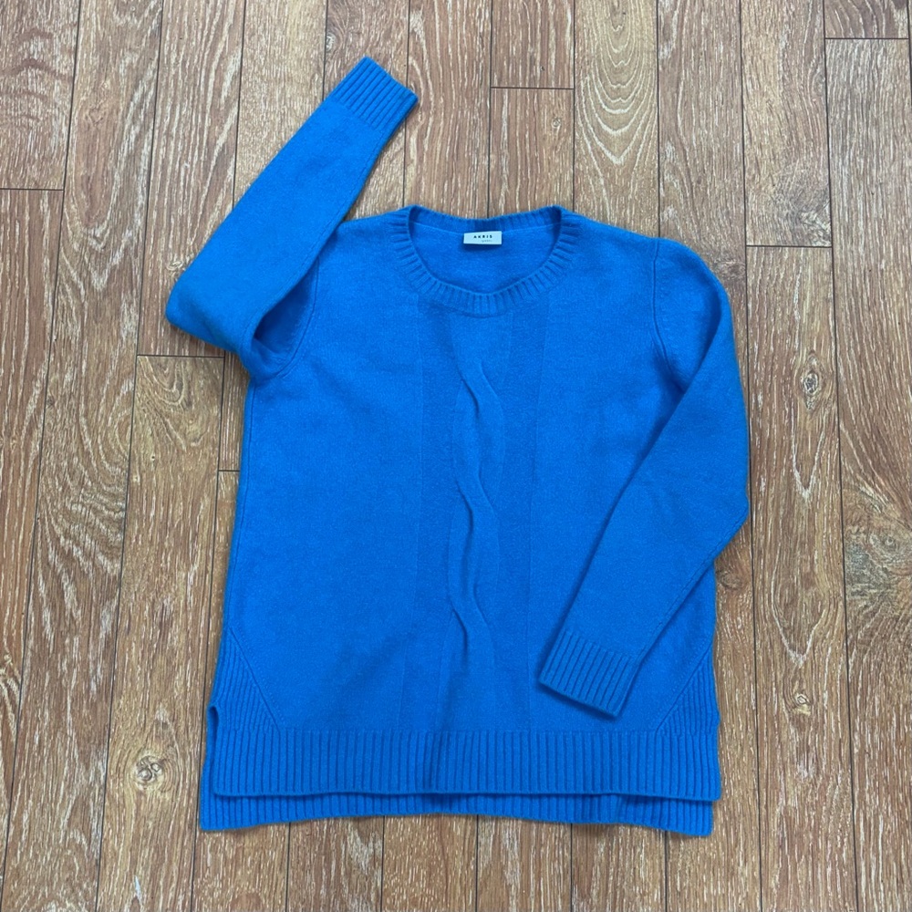 Akris Punto Blue Wool & Cashmere Cable Knit Sweater - Sz 12